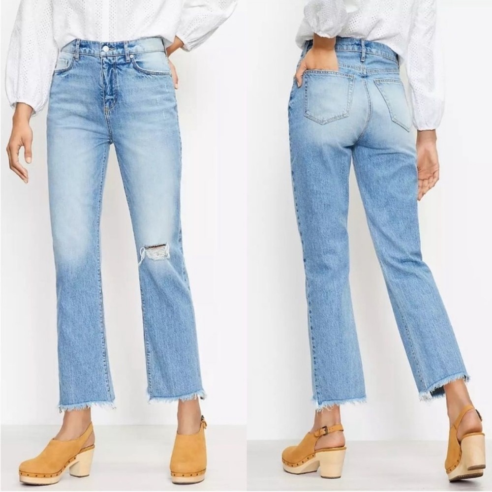 Ann Taylor Loft NEW Straight Cropped High Rise Curvy Fit Jeans 14 Tall